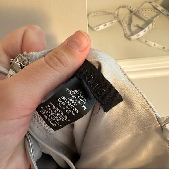 Revolve h:ours Silver Strapless Knee Length Mini Dress XL - Picture 11 of 13